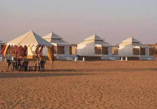 Luxury tents at a desert camp near Jaisalmer