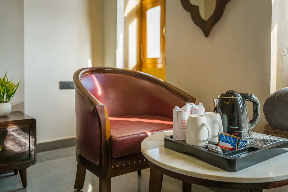 Tea and coffee tray with armchair in the Premier Room